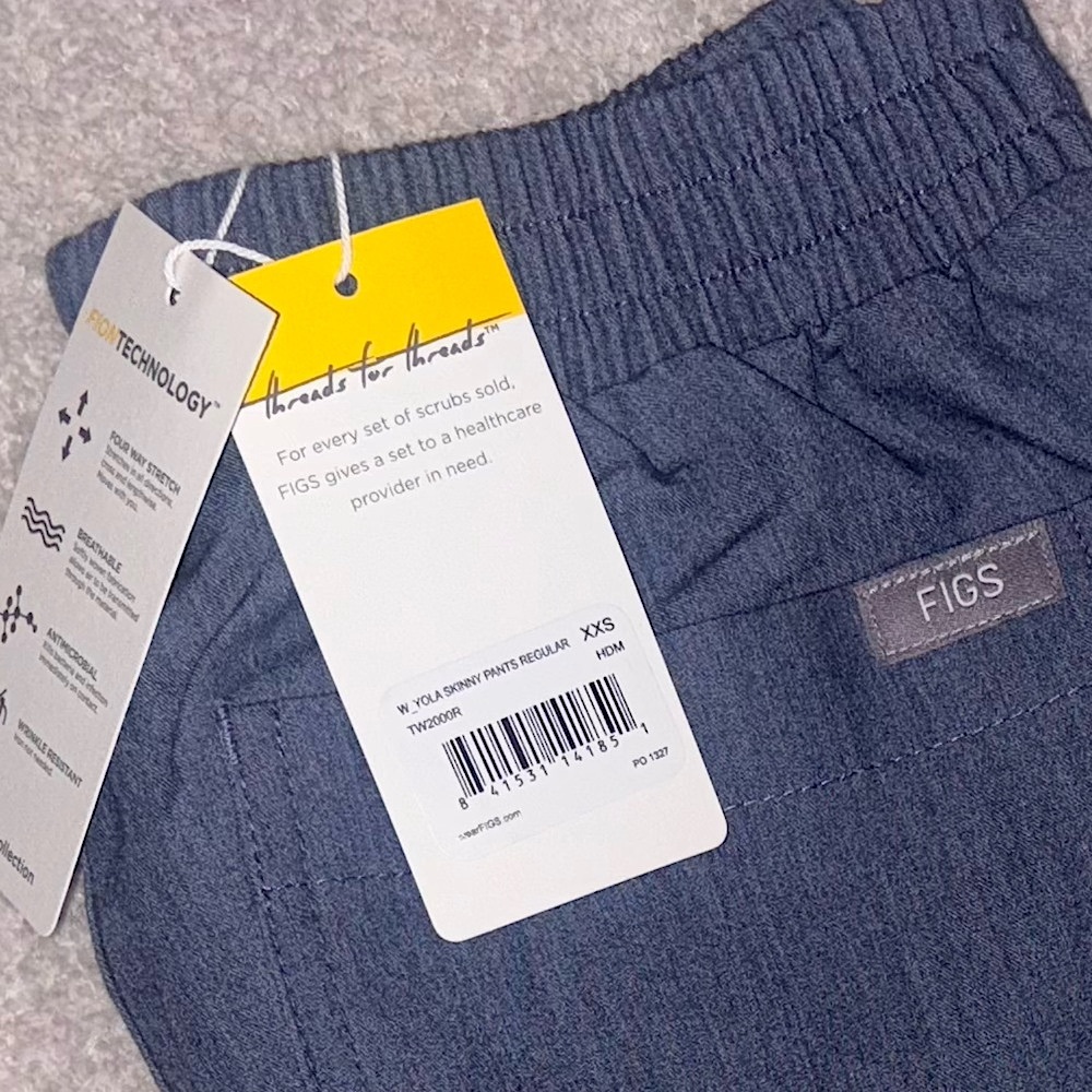 •NWT •FIGS• LimitedEdition• Yola Skinny Pants Regular XXS Heather Denim